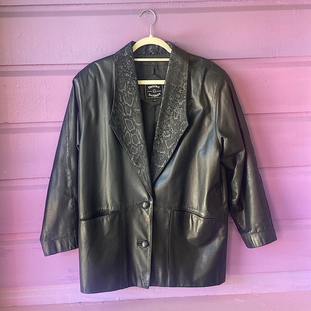 Vintage Black Leather Jacket Brooke and Saddler Size 38/ Large
